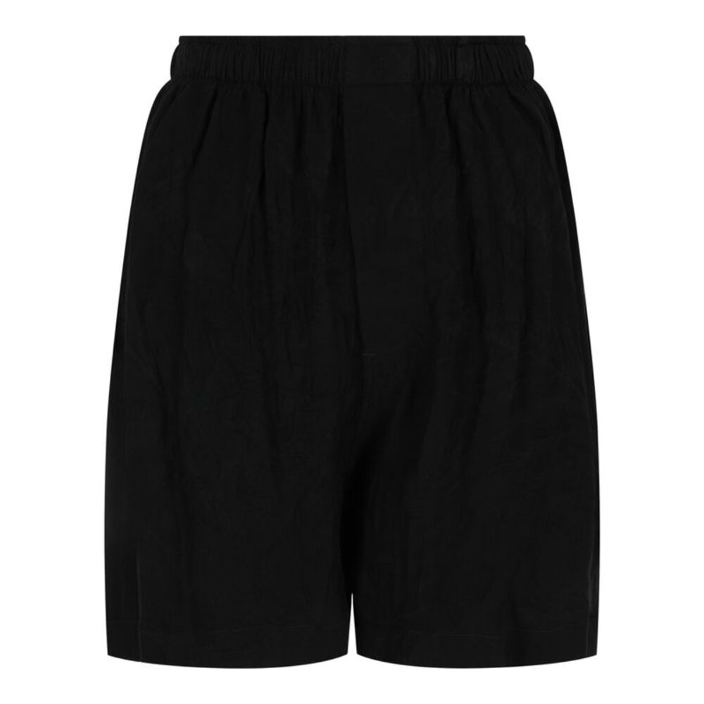 Balenciaga Tropical Flower Silk Pajama Shorts Black Womens
